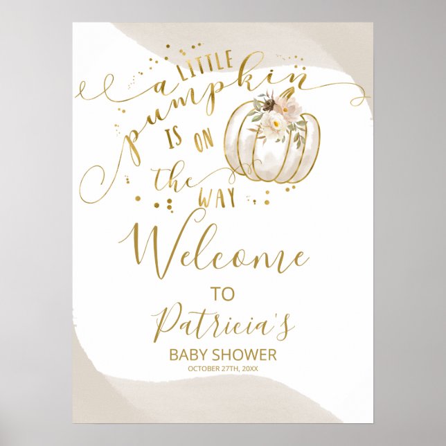 A Little Pumpkin Baby Shower Welcome Sign (Front)
