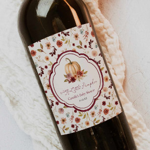 A Little Pumpkin Baby Shower Wine Bottle Label