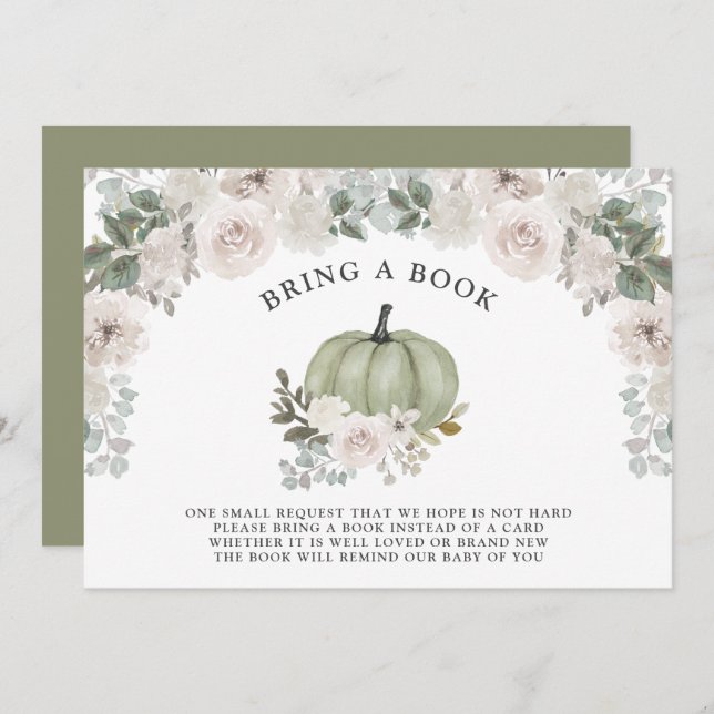 A Little Pumpkin Birthday Sage Floral Invitation (Front/Back)