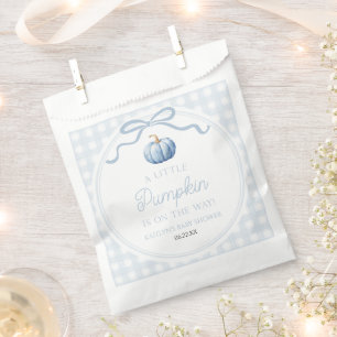 A Little Pumpkin Blue Bow Fall Baby Shower Favour Bag