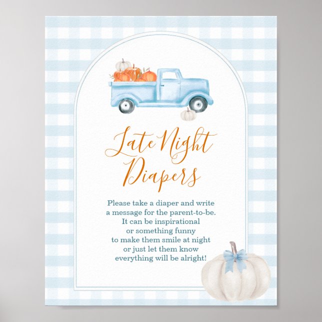 A Little Pumpkin Blue Truck Late Night Diapers Poster (Front)