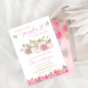 A Little Pumpkin Blush Pink Baby Shower Invitation