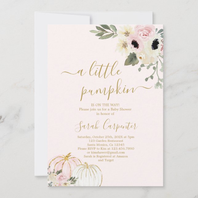 A little pumpkin Boho Baby Shower Girl Invitation (Front)