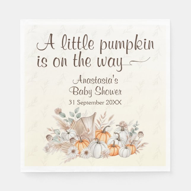 A Little Pumpkin Boho Baby Shower Napkin (Front)