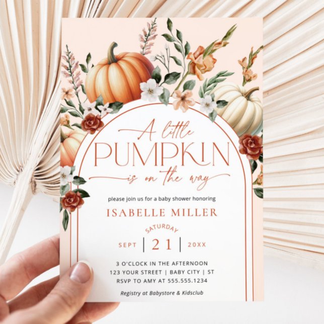 A Little Pumpkin Boho Fall Floral Baby Shower Invitation (Creator Uploaded)