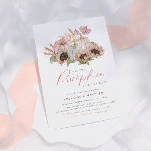 A Little Pumpkin Boho Sunflower Fall Baby Shower Invitation