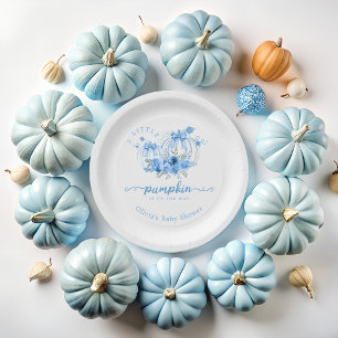 A Little Pumpkin Bow Boy Baby Shower Paper Plate