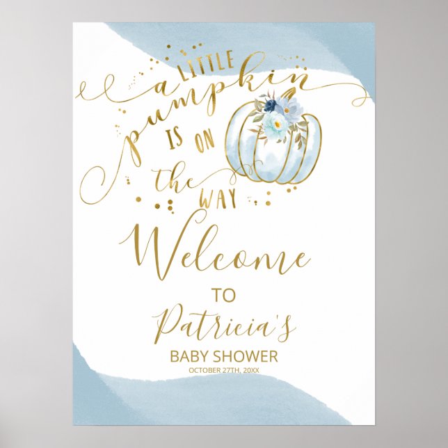 A Little Pumpkin Boy Baby Shower Welcome Sign (Front)