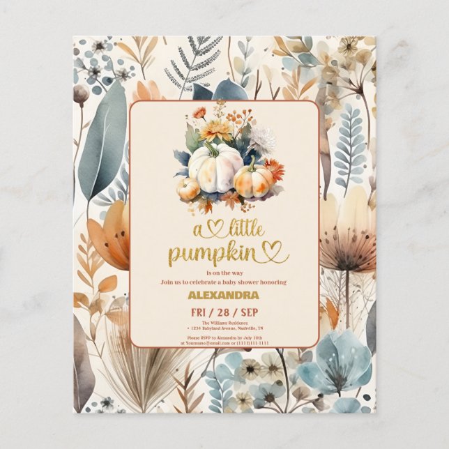 A little pumpkin budget baby shower (Front)