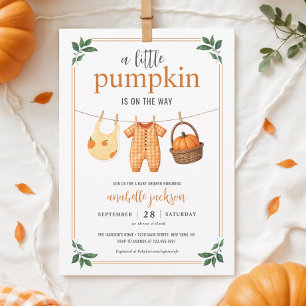 A Little Pumpkin Clothesline Fall Baby Shower Invitation