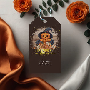 A Little Pumpkin Cute Kawaii Glitters Baby Shower Gift Tags