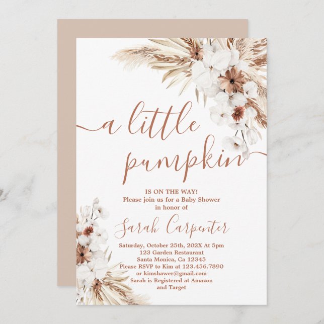 A little pumpkin dried floral Baby Show Invitation (Front/Back)