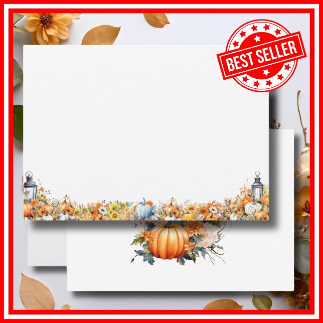 A Little Pumpkin Fall Autumn Baby Shower BLANK Card (BLANK A Little Pumpkin is on the Way Fall Autumn Floral Baby Shower Note Card )