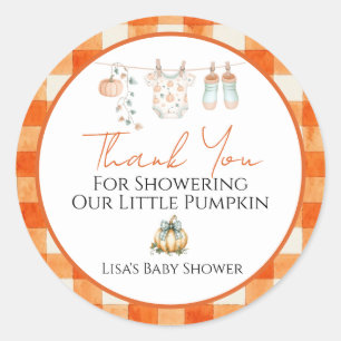 A Little Pumpkin Fall Autumn Baby Shower Favour Ta Classic Round Sticker