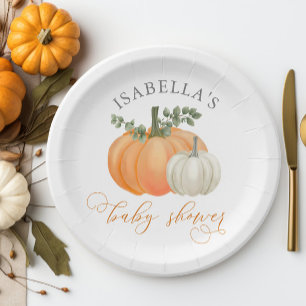 A Little Pumpkin Fall Autumn Baby Shower  Paper Plate