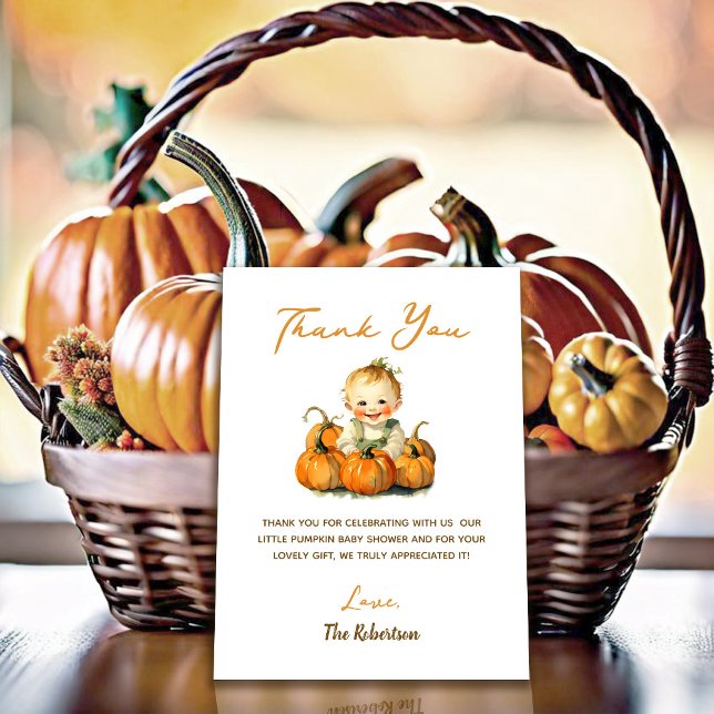 A Little Pumpkin Fall Autumn Baby Shower Thank You Card (Creator Uploaded)