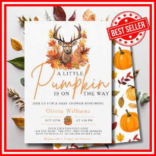 A Little Pumpkin Fall Autumn DEER Baby Shower Invitation