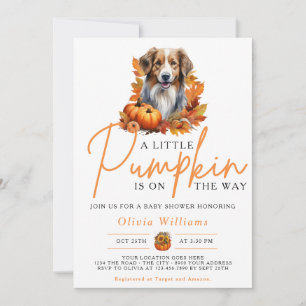 A Little Pumpkin Fall Autumn DOG Baby Shower Invitation