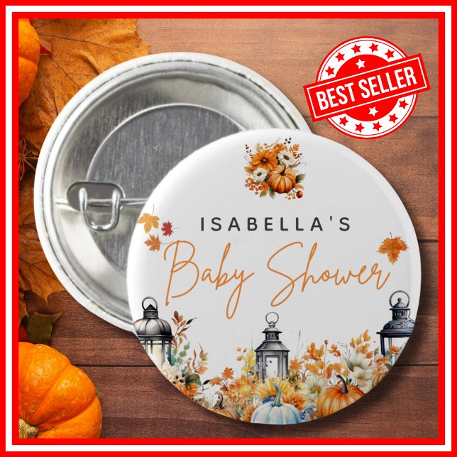 A Little Pumpkin Fall Autumn Floral Baby Shower 3 Cm Round Badge (A Little Pumpkin is on the Way Fall Autumn Floral Baby Shower Buttons)