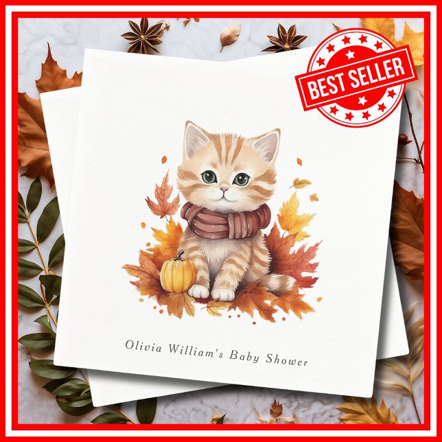 A Little Pumpkin Fall Autumn Floral Baby Shower Napkin (A Little Pumpkin is on the Way Fall Autumn Floral Baby Shower Napkins)