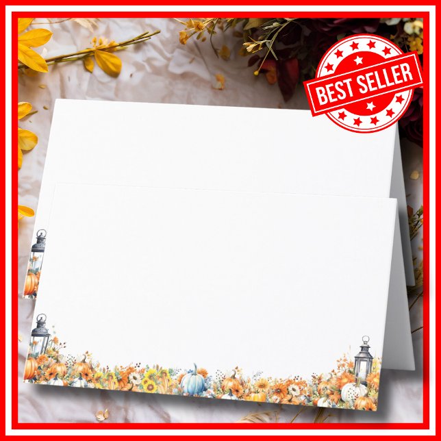 A Little Pumpkin Fall Autumn Floral Baby Shower Place Card (A Little Pumpkin is on the Way Fall Autumn Floral Baby Shower Place Cards )