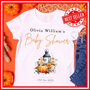 A Little Pumpkin Fall Autumn Floral Baby Shower T-Shirt