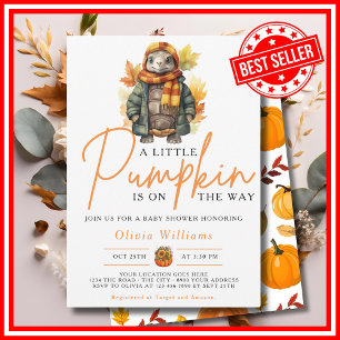A Little Pumpkin Fall Autumn TURTLE Baby Shower Invitation