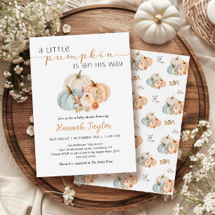 A Little Pumpkin Fall Baby Boy Shower Invitation