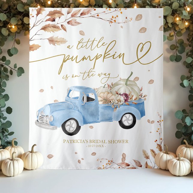A Little Pumpkin Fall Baby Shower Backdrop Tapestry (Creator Uploaded)