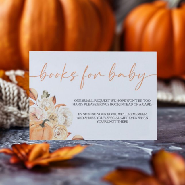 A Little Pumpkin Fall Baby Shower Books For Baby Enclosure Card (Creator Uploaded)