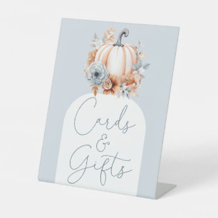 A Little Pumpkin Fall Baby Shower Cards And Gifts Pedestal Sign