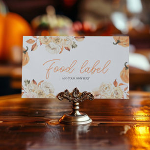 A Little Pumpkin Fall Baby Shower Food Label Enclosure Card