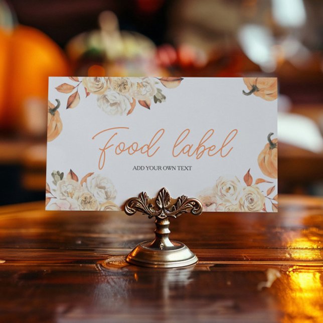 A Little Pumpkin Fall Baby Shower Food Label Enclosure Card (Creator Uploaded)
