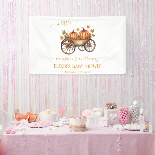 A Little Pumpkin Fall Baby Shower Gender Neutral F Banner (Party)