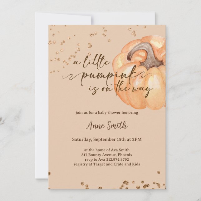 A Little Pumpkin Fall Baby Shower | Gender Neutral Invitation (Front)