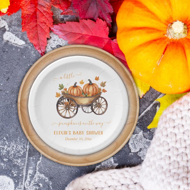 A Little Pumpkin Fall Baby Shower Gender Neutral Paper Plate (Creator Uploaded)
