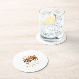 A Little Pumpkin Fall Baby Shower Gender Neutral Round Paper Coaster