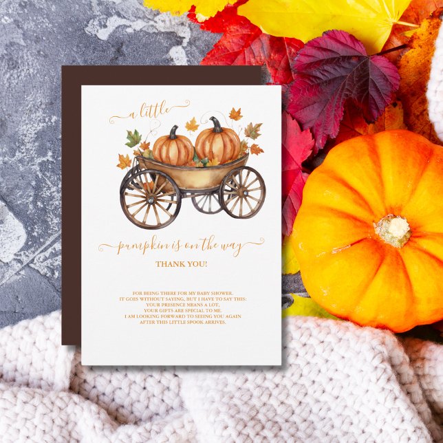 A Little Pumpkin Fall Baby Shower Gender Neutral Thank You Card (Creator Uploaded)