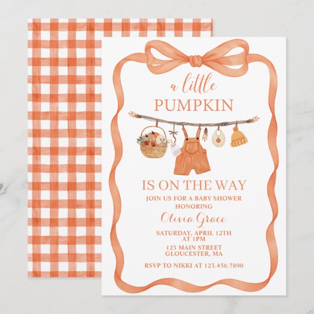 A Little Pumpkin Fall Baby Shower Invitation (Front/Back)