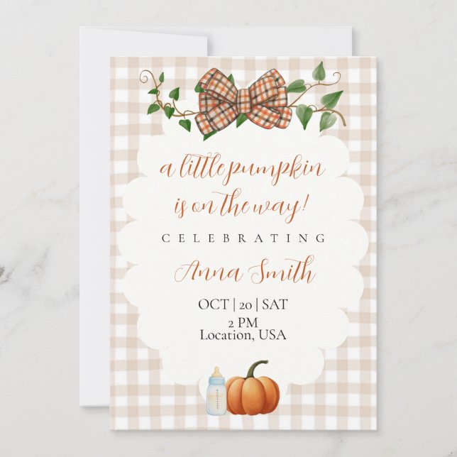 A Little Pumpkin Fall Baby Shower Invitation (Front)