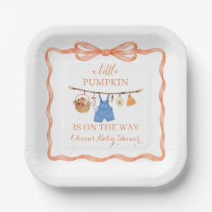 A Little Pumpkin Fall Baby Shower Invitation Paper Plate