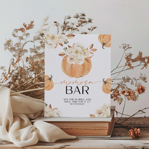A Little Pumpkin Fall Baby Shower Momosa Bar Pedestal Sign