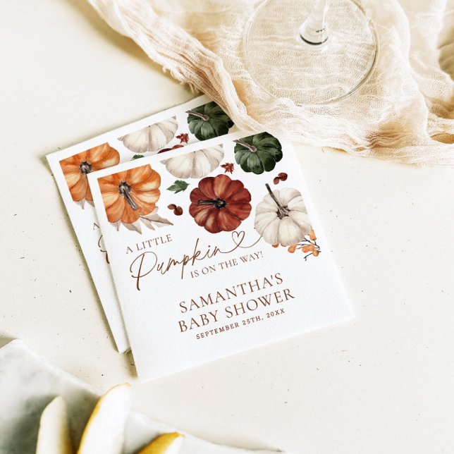 A Little Pumpkin Fall Baby Shower Napkin (Creator Uploaded)