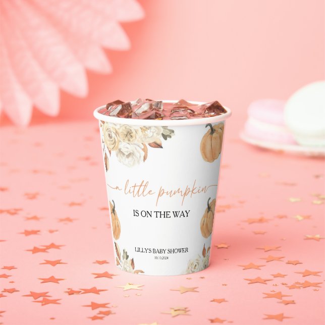 A Little Pumpkin Fall Baby Shower  Paper Cups (Insitu)