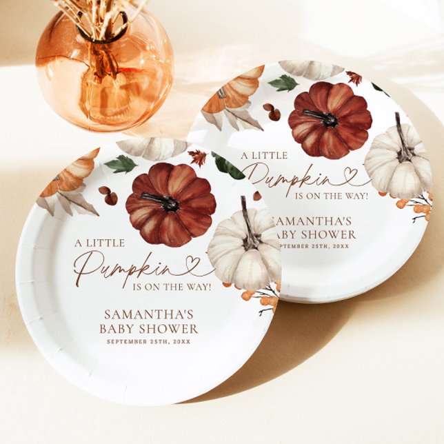 A Little Pumpkin Fall Baby Shower Paper Plate (Creator Uploaded)
