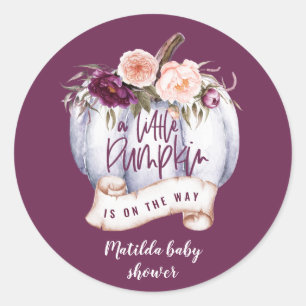 A little pumpkin fall baby shower party favor classic round sticker
