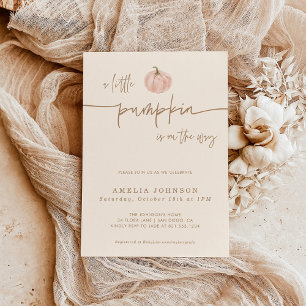 A Little Pumpkin Fall Baby Shower, Pink Baby Girl Invitation