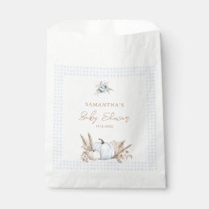 A Little Pumpkin Fall Blue Gingham Boy Baby Shower Favour Bag
