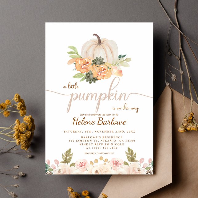 A Little Pumpkin Fall Boho Baby Shower Invitation (A Little Pumpkin Fall Boho Baby Shower Invitation)