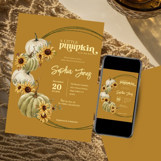 A Little Pumpkin Fall Boho Floral Baby Shower  Invitation (Creator Uploaded)